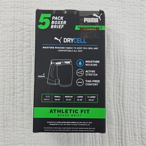 5 Pack Puma Boxer Brief Men's L 36-38 Athletic Fit Tag Free NIB Active Stretch - Picture 2 of 11